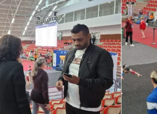 (FOTO) Prezență surpriză la Onești! Bănel Nicoliță își susține fiica la concursul internațional de gimnastică dedicat Nadiei Comăneci