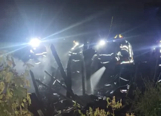 (FOTO) Incendiu în toiul nopţii, ISU Bacău a mobilizat mai multe echipaje. Flăcările au cuprins mai multe anexe