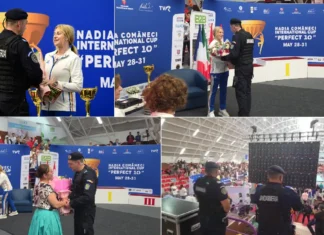 (VIDEO) Flori pentru Nadia Comăneci și siguranță pentru mii de spectatori la Onești. Misiune de suflet pentru jandarmi la evenimentele dedicate „Zeiței de la Montreal”