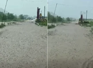 (VIDEO) Străzi și drumuri sub apă la Onești după furtuna de sâmbătă. Imagini de la ieșirea spre Tuta