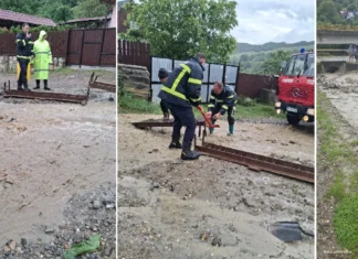 (FOTO) Viiturile au creat probleme în Slănic Moldova. SVSU a intervenit pentru limitarea pagubelor