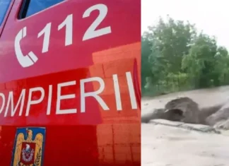 Un adolescent de 14 ani a rămas blocat pe malul unui pârâu umflat de ploi. Pompierii din Onești, chemați să intervină de urgență