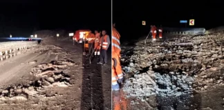 ULTIMA ORĂ: (FOTO) Ploile abundente și aluviunile au blocat o bandă de mers pe DN2D. Șoferii, avertizați să reducă viteza