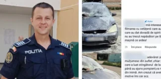 (FOTO) Polițist din Bacău, erou în timpul liber. A stins un incendiu izbucnit la un autoturism