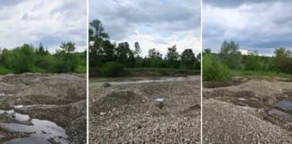 (VIDEO) Dezastru de mediu pe râul Tazlău? Comisarii Gărzii de Mediu Bacău au găsit excavații ilegale și deșeuri periculoase abandonate pe malul apei