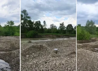 (VIDEO) Dezastru de mediu pe râul Tazlău? Comisarii Gărzii de Mediu Bacău au găsit excavații ilegale și deșeuri periculoase abandonate pe malul apei