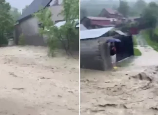 NEWS ALERT: (VIDEO) Primele efecte ale Codului Portocaliu în Bacău. Viituri surprinse la Cucuieți, în comuna Dofteana