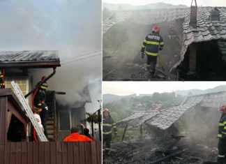 NEWS ALERT: (FOTO) Incendiu puternic în Cireșoaia, Slănic-Moldova. Zeci de pompieri mobilizați pentru a salva locuința