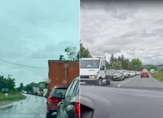 (VIDEO) Cozi uriașe şi nervi întinşi la maxim la intrarea în Onești dinspre Bacău. Coloana de mașini se întinde dincolo de Belci. Reacţia Primăriei
