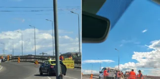 (FOTO) Vești bune pentru șoferii care tranzitează podul peste râul Trotuș din Onești: au început reparațiile la calea de rulare, sursa cozilor uriașe din ultimele zile