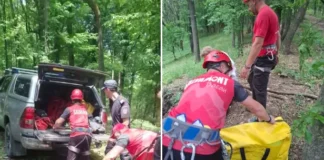 ULTIMA ORĂ: (FOTO) Misiune de salvare a unei persoane rănite, într-o pădure din județul Bacău. Salvamontiștii, chemați să intervină prin apel la 112