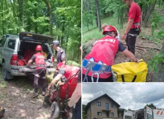 ULTIMA ORĂ: (FOTO) Misiune de salvare a unei persoane rănite, într-o pădure din județul Bacău. Salvamontiștii, chemați să intervină prin apel la 112