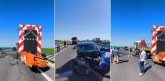 ULTIMA ORĂ: (FOTO) Accident incredibil pe DEx12, o autospecială CNAIR a fost spulberată din mers! Cum a fost posibil