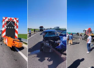 ULTIMA ORĂ: (FOTO) Accident incredibil pe DEx12, o autospecială CNAIR a fost spulberată din mers! Cum a fost posibil