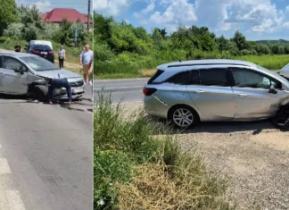 ULTIMA ORĂ: (FOTO) Accident pe DN11 Onești – Bacău, la Bârsănești. Mașină avariată după impactul cu un parapet