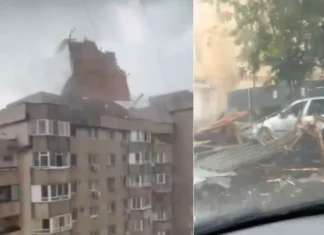 ULTIMA ORĂ: (VIDEO) Codul roșu de furtună a lovit fără milă! Acoperiș desprins de pe un bloc de vijelia puternică și panică pe străzi. Un om a fost rănit, imagini incredibile
