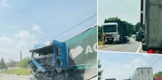 (FOTO) Accident rutier în județul Bacău: două TIR-uri, implicate