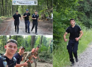 (FOTO) Jandarmii băcăuani au făcut față unei probe extreme de anduranță: marș militar de 30 km cu rucsac de 11 kg în spate. Unul dintre ei a intrat în Top 10