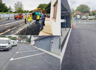 (FOTO) Ambulanța Moinești beneficiază de o nouă investiție. Incinta sediului a fost asfaltată