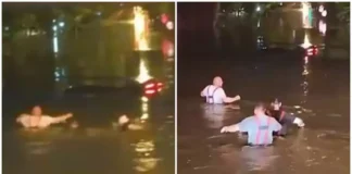 (VIDEO) Imagini incredibile din București: pompierii au înotat printre mașinile înghițite de apă ca să caute victime