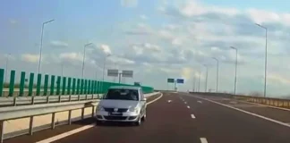 (VIDEO) Imagini virale cu un șofer care circulă pe contrasens pe Autostrada Moldovei A7. Bărbatul a fost identificat de polițiști