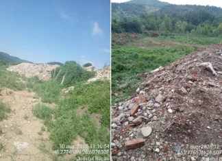(FOTO) Peste 6.000 de metri cubi de deșeuri provenite din construcții și demolări, găsiți lângă râul Trotuș, la Târgu Ocna. Garda de Mediu Bacău a dat o amendă de 60.000 de lei