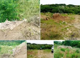(FOTO) Praful lăsat în urmă de o autoutilitară încărcată cu moloz din construcții i-a dus pe comisarii Gărzii de Mediu Bacău la un depozit ilegal de deșeuri în Mărgineni