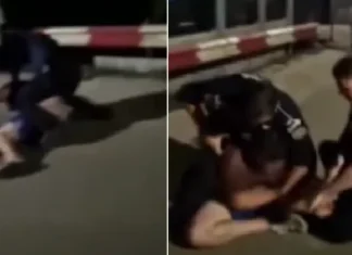 (VIDEO) Momentul în care polițiștii sunt atacați la Faraoani. Un agent este lovit, iar colegul său trage focuri de armă. Sidepol: „Câte astfel de imagini mai trebuie să vedem?”