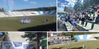 (VIDEO) Tribune în albastru și alb, copii cu baloane albe, fumigene și cântec. O după-amiază specială pentru FC Onești, cu parfum de altădată