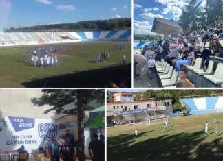 (VIDEO) Tribune în albastru și alb, copii cu baloane albe, fumigene și cântec. O după-amiază specială pentru FC Onești, cu parfum de altădată