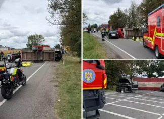 (FOTO) Tragedie pe DN15 Turda-Bacău. Doi oameni au murit după un impact frontal, trei persoane, între care un copil de 8 ani, rănite grav