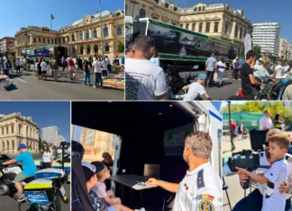 (VIDEO) Siguranța rutieră, în centrul atenției la Bacău. Activități interactive pentru copii și adulți organizate de polițiști, în Piața Tricolorului