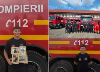 (FOTO) Majorat cu emoție la Onești: Robert, voluntarul care a adunat peste 1.900 de ore alături de pompieri, și-a serbat ziua alături de oamenii cu care își împarte misiunile