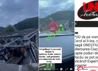 (FOTO) Podul de pe DN12A de la Ciobănuș s-a prăbușit. UNUpeTrotuș semnala pericolul încă din urmă cu 8 ani