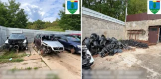 (FOTO) Dezmembrări auto fără acte de mediu, descoperite la Dărmănești. Amendă de 10.000 de lei