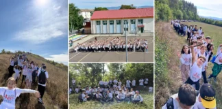 (FOTO) Un „10” care încă inspiră: peste 300 de copii de la Școala „Ghiță Mocanu” din Onești au urcat împreună Dealul Perchiu. O provocare, sute de pași și un singur spirit de echipă