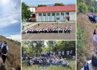 (FOTO) Un „10” care încă inspiră: peste 300 de copii de la Școala „Ghiță Mocanu” din Onești au urcat împreună Dealul Perchiu. O provocare, sute de pași și un singur spirit de echipă