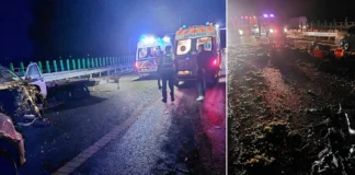 (FOTO) Accident grav pe Autostrada A7, în județul Vrancea: trei persoane au ajuns la spitalele din Adjud și Focșani