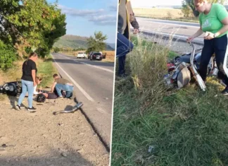 NEWS ALERT: (FOTO) Accident grav pe DN 12A Oneşti – Târgu Ocna, în Târgu Trotuș. Motociclist, leziune gravă după impactul cu un utilaj agricol