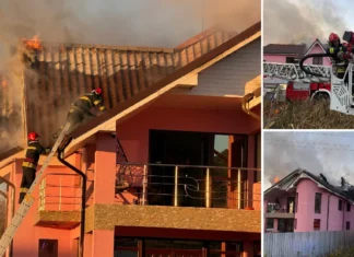 NEWS ALERT: (FOTO) Incendiu de proporţii la Mănăstirea Cașin: o casă cu etaj şi anexe, în flăcări, pompierii din Onești au intervenit cu patru autospeciale