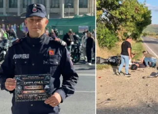 (FOTO) Daniel Puluc, pompierul care a salvat viața unui motociclist după un accident grav petrecut lângă Onești, desemnat „ÎNGER PĂZITOR” de Comunitatea Moto Bacău