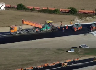 (VIDEO) Mobilizare masivă pe Autostrada Moldovei A7: Se lucrează în forță la nodul rutier de la Filipești! Imagini spectaculoase de pe șantierul UMB