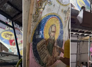 (VIDEO) „Devine copleșitor!” Noi icoane cu Sfinții Proroci au fost montate la Catedrala din Onești. Vezi imagini cu mozaicul spectaculos realizat după modelul Catedralei Naționale!