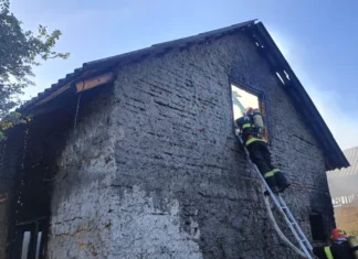 Incendiu puternic în Racova: O casă a ars complet după o acțiune intenționată, proprietarul preluat de poliție