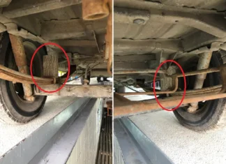 (FOTO) Caz incredibil descoperit de RAR: Un şofer şi-a înlocuit suspensiile maşinii cu o buturugă. „Premieră şi pentru mine”