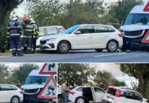 (FOTO) Accident cu două victime pe DN15, în județul Bacău. Patru mașini s-au ciocnit