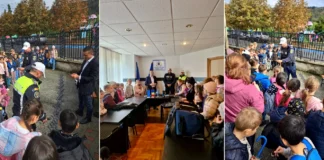 (FOTO) Peste 50 de elevi din Târgu Ocna, în vizită la polițiști, în Săptămâna „Școala Altfel”. Lecții despre cum pot fi prevenite violența și accidentele rutiere