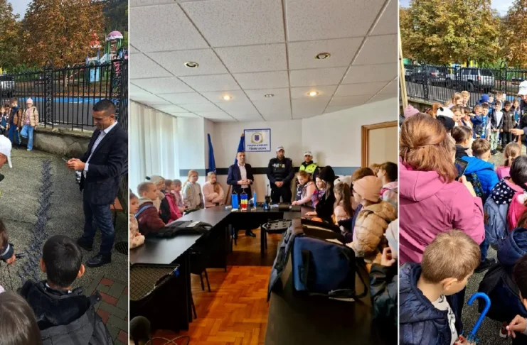 (FOTO) Peste 50 de elevi din Târgu Ocna, în vizită la polițiști, în Săptămâna „Școala Altfel”. Lecții despre cum pot fi prevenite violența și accidentele rutiere