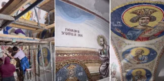 (VIDEO) Lucrări istorice la Catedrala din Onești: O nouă icoană spectaculoasă în mozaic a fost montată în Sfântul Altar