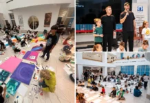 (FOTO) Explozie de culoare la Onești: 100 de copii au pictat liber alături de artistul Vladinsky, la Biblioteca „Radu Rosetti”